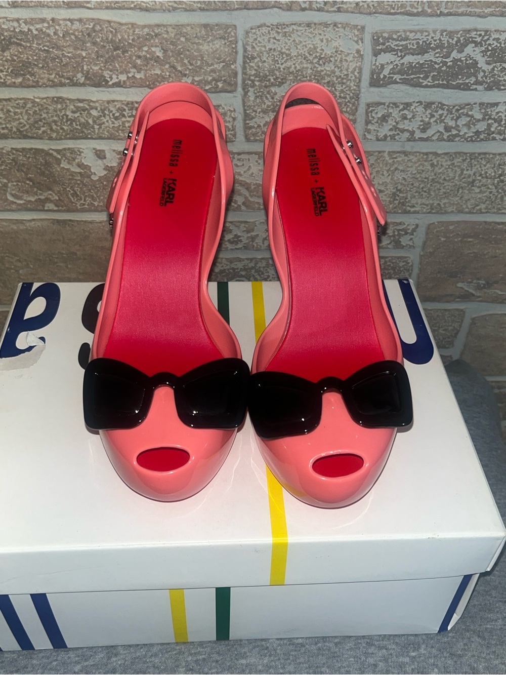 Melissa + Karl Lagerfeld Heels Pink Plastic Heels Oversized Sunglasses Size 8